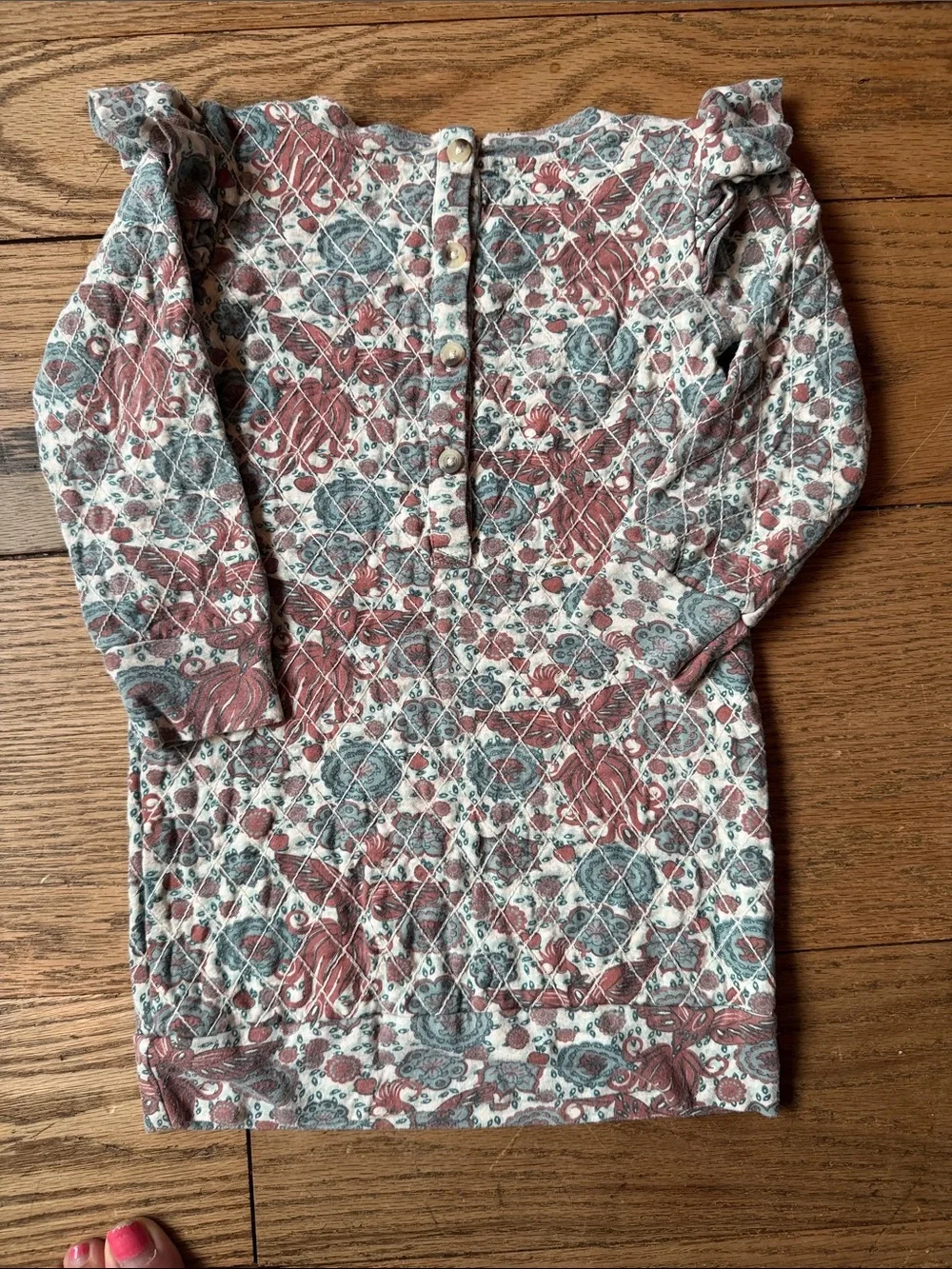 Kate Quinn Quilted Paisley Long Sleeve toddler dress - Rust & Teal